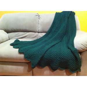  Grand Mom Inna   Handmade Knitted Blanket  Dark Green (60 