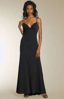 Betsy & Adam Illusion Back Matte Jersey Gown  