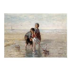  Children Playing By The Seaside by Jozef Israels. size 34 