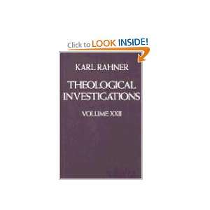   Investigations Volume XXII (9780824509248) Karl Rahner Books
