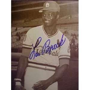Lou Brock St. Louis Cardinals 1982 Autographed 10 X 14 Matted Black 