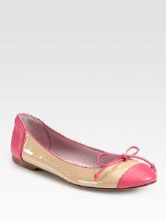 RED Valentino   Frilly Patent Leather Colorblock Ballet Flats   Saks 