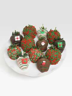 Golden Edibles   Merry Christmas Chocolate Covered Strawberries   Saks 