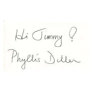 Phyllis Diller Autographed 3x5 Card