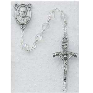    7MM BEAD AURORA CRYSTAL POPE BENEDICT ROSARY PAPAL 