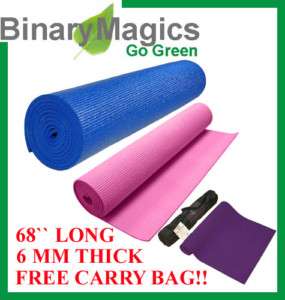 Blue Nylon Yoga Exercise Mat & Carrier Bag Adj Strap  