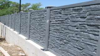 BLACK GRANITE Rockwall Fence Simulated Stone Fencing  