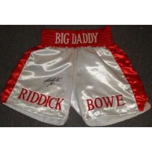  Riddick Bowe Signed Boxing Trunks   Big Daddy Sports 