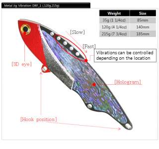 Vibration lure DRF_1 120g(4 1/4oz)saltwater jigging  