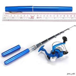 Pocket mini Pen Fishing Rod + Gold Reel + Hook + Line  
