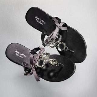 Simply Vera Vera Wang Floating Rhinestone Ribbon Flip Flops