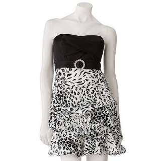 City Triangles Leopard Pick Up Style Strapless Dress