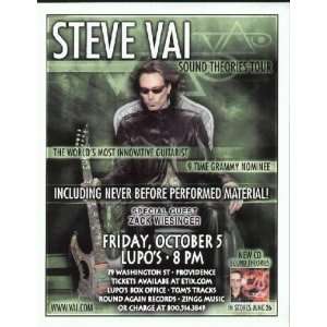 Steve Vai Concert Flyer Providence Lupos