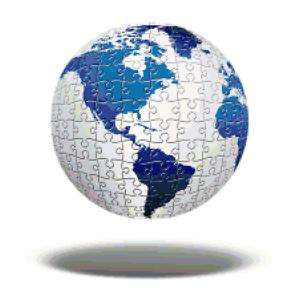 Puzzle Globe Earth Map Counted Cross Stitch Pattern  