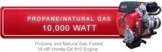 Honda Powered 10 kW Propane/Natural Gas Generator  