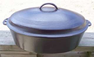 Wagner Ware Cast Iron # 7 Oval Roaster Dutch Oven w Cover Lid Sits 