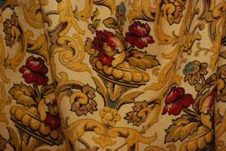 Robert Allen Cream Gold Red Blue Vintage Damask Tapestry Upholstery 
