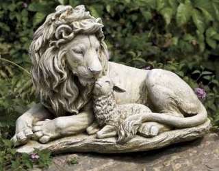 Lion And Lamb Garden Statue Statuary Outdoor Decor Large  