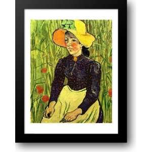  Young Peasant Girl in a Straw Hat sitting in front of a 