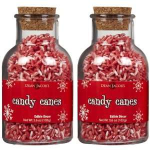Dean Jacobs Candy Canes Glass Jar w/ Cork, 3.6 oz, 2 pk  