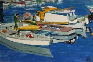 BOATS at REST Orig Painting Pablo Matania Brazil Drawings & Paintings 