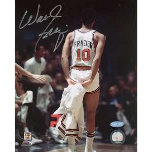 Walt Frazier White Home Uniform Back View Holding Jacket 8x10