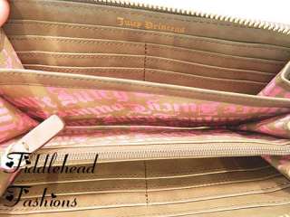 Juicy Couture Wallet Zip Clutch Velour Stripe GLITTER Bling Bag Coral 