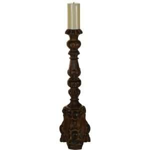  Carved Tall Walnut Candleholder