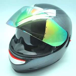   Bike Dual Lens/Double Shields Full Face Helmet Fiber Black Automotive