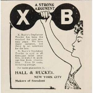  1907 Ad Woman Dumbbell Weight X Bazin Depilatory Powder 