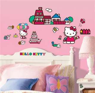 Hello Kitty 32 pc Wall Decal Stickers Girls Room Decor Butterflies 