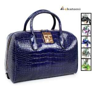  Gift Dark Blue Crocodile / Gator Pattern Shoulder Notebook Bag 