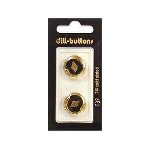   Dill Buttons 18mm Shank Enamel Black/Gold 2 pc (6 Pack)