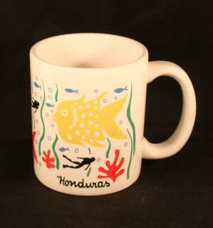 HONDURAS Vintage Scuba Diver Fish Coral Coffee Mug  