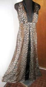Vintage Vanity Fair Leopard Nightgown Peignoir 1970s 70s vtg Robe set 