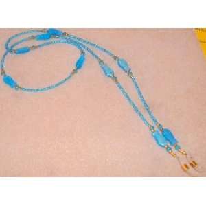   Borealis Aqua Blue Fish Beads Eyeglass Holder Chain 