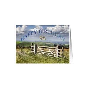   Birthday card showing farm gate and the countryside Card Toys & Games