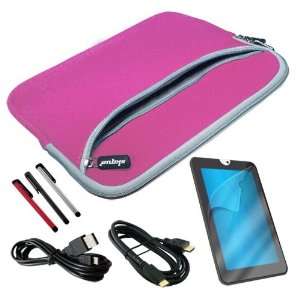+Sliver Stylus Pen+Pink Dual Case+Micro 6 Feet USB Cable+6 Feet 