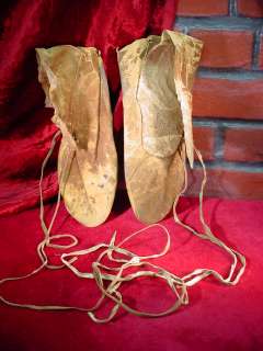 RARE Northwest Indian NATIVE AMERICAN Deerskin MALE HUNTERS MOCCASINS 