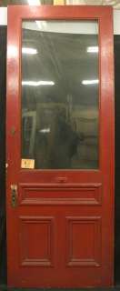   Exterior Entry Pine Door Large Wavy Glass Lite 3 Recessed Panels