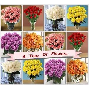 Send Fresh Cut Flowers   Flower of the Month   25 Stem Roses (12 Month 