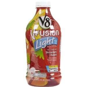 V8 Fusion Vegetable Fruit Juice, Light Straberry & Banana, 46 oz