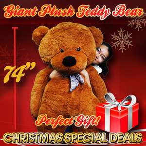 HUGE TEDDY BEAR STUFFED DARK BROWN GIANT 74 JUMBO HOLIDAY SAVINGS 