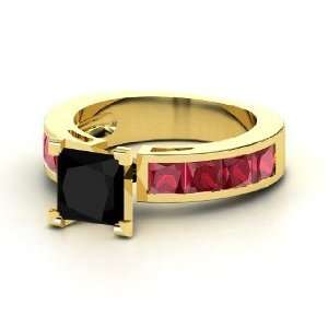   Ring, Princess Black Onyx 18K Yellow Gold Ring with Ruby Jewelry
