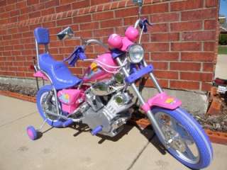 Pink Girls Power Ride on Motorcycle wheels Kid Harley  