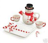 CHILDRENS TEA SET FOR 2 Peppermint Snowman Med Size  