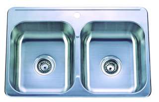   Kitchen Sink Top Mount Drop In Double Bowl w/ Free Strainer  