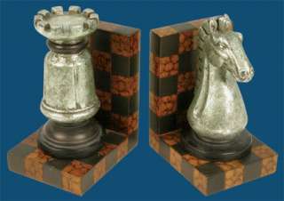 Bookends Castle Rook and Knight Chessmen Book Ends NIB  