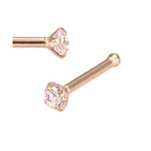  14KT Rose Gold Nose Bone Ring 2.5mm CZ 20G FREE Nose Ring 