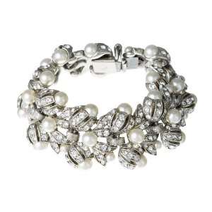  Ben Amun   Crystal and Pearl Linked Bracelet Jewelry